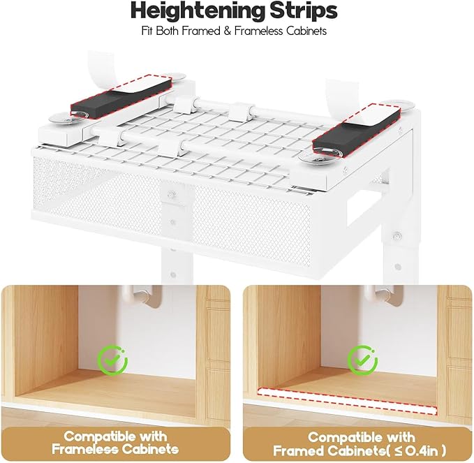 1 Pack 19IN Depth Under Sink Organizer, 2-Tier Pull Out Cabinet Organizer With Smooth Circular Rail, Large Capacity Metal Mesh Sliding Drawers For Bathroom& Kitchen Storage,Height Adjustable –White