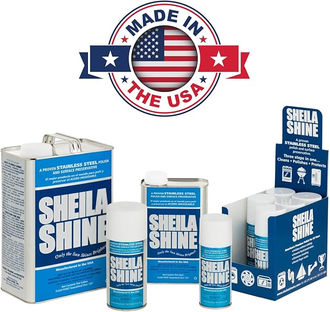 Sheila Shine 1 Quart Stainless Steel Cleaner and Polish - Cleans, Polishes & Protects Kitchen Appliances, Refrigerators, Sinks, Ovens & Grills - Spray & Polish Stainless Steel Cleaner