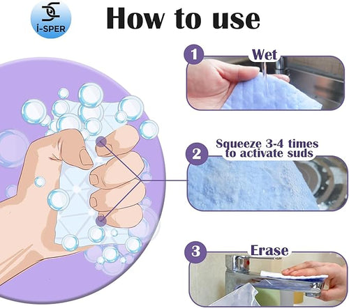24 Pack Light Scouring Pad with Foam, Triple Cleaning Scrub Pad Singles Heavy Duty Household Non-Scratch Abrasive Hand Pad Multi Surface Magic Sponge Eraser Sheets for Home Surfaces Indoor Cleaning