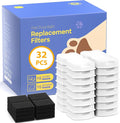 GIOTOHUN Pet Fountain Filter Replacement: 32 Cat Water Fountains Filter -16 Carbon Filters & 16 Foam Filters - Suitable for GIOTOHUN Stainless Steel Cat Fountain S11