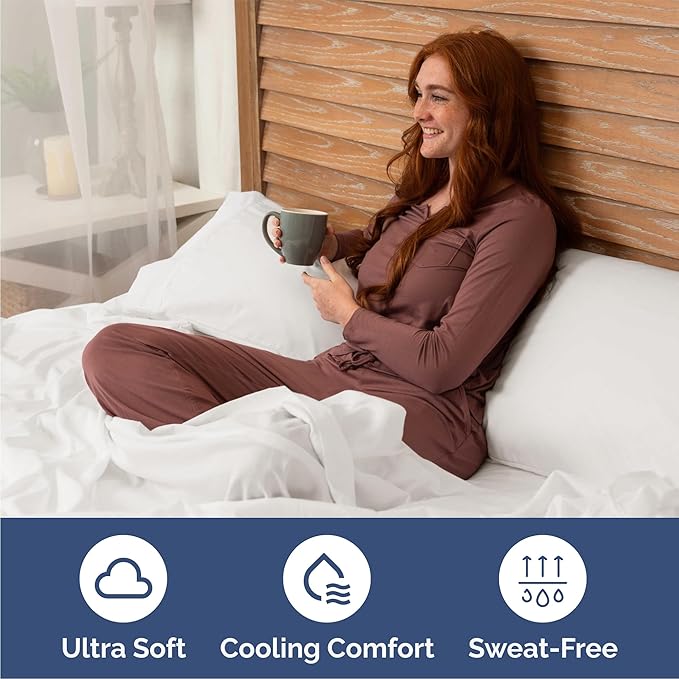 Full 6 Piece Sheet Set - Comfy Breathable & Cooling - Ultra Soft Hotel Luxury Bedding Set w/ 8-16 Inch Deep Pockets - 1 Flat & 1 Fitted Sheet & 4 Pillowcases - Wrinkle Free & Easy Care - Antique White