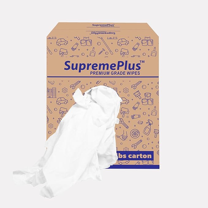 Premium White Knit (600 lbs. Pallet 12x50 lbs. Box of Rags) T-Shirt Cleaning Rags – White Cotton Rag for Cleaning, Staining, Oil, Grease & Dusting – Shop Rags Bulk for Multipurpose