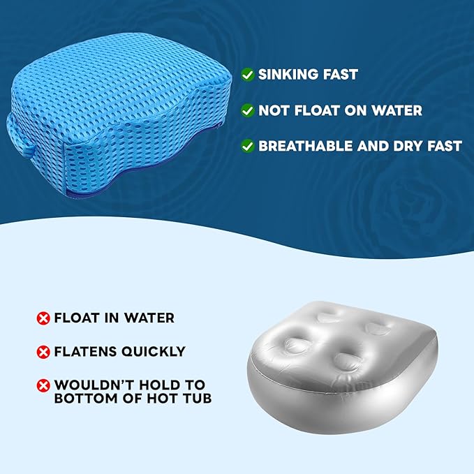 Hot Tub Booster Seat, Weighted SPA Hot Tub Booster Seat for Adults, 3D Air Mesh Hot Tub Seat Accessory, Non-Slip Micro Dot Bottom, Indoor or Outdoor Quick Dry Hot Tub Cushion