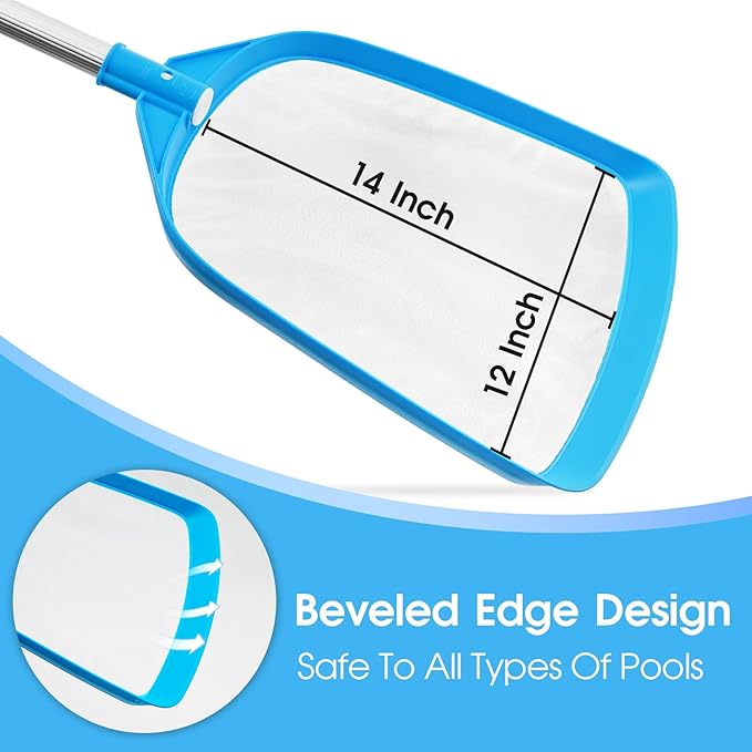 Pool Leaf Skimmer Net Ultra Fine Mesh with Aluminum Poles 5 Sections 6 Feet Swimming Pool Cleaning Net Leaf Catcher for Above Ground Pools Inground Pools