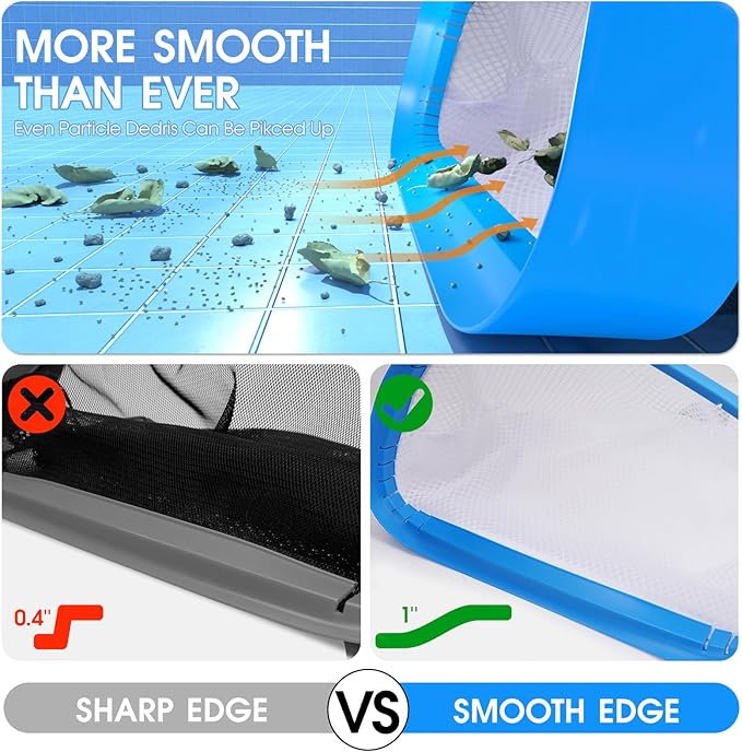 New Diamond Netting Double-Layer Pool Net 18'' Heavy Duty Leaf Rake Pool Skimmer Net for Above Ground & Inground Pools Cleaning