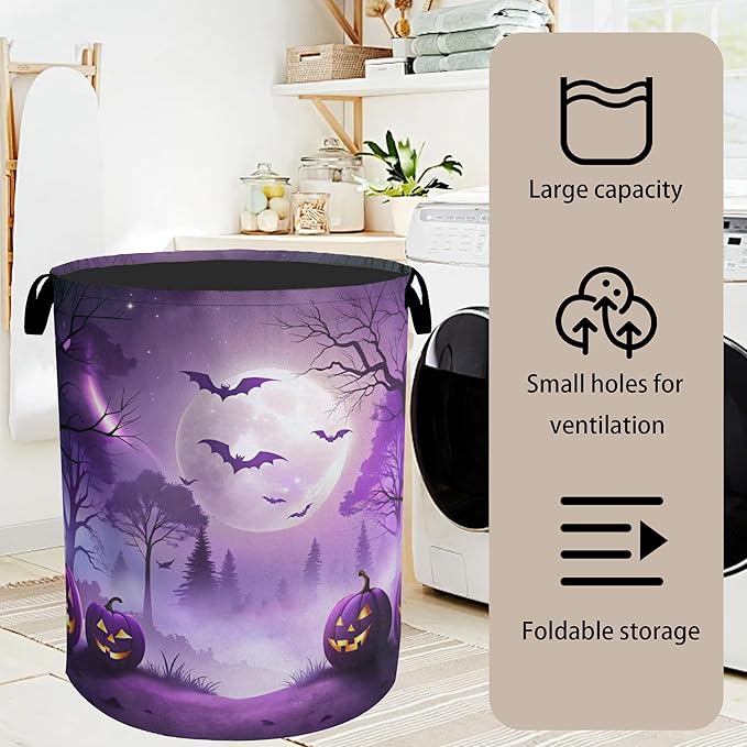 Pumpkin Party Foldable Laundry Hamper - Waterproof Fabric Storage Basket with Handles, Clothes Hampers for Laundry,Bedroom,Dorm