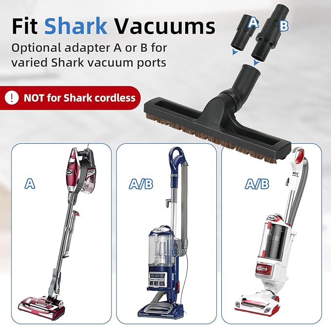 Kodahome Hardwood Floor Brush Vacuum Attachment for Shark Navigator NV350 NV360 Rotator NV500 Stratos, Corded Stick Rocket HV301 HV322, 1-1/4" Accessories with Adapters (Shark Hardfloor Brush)