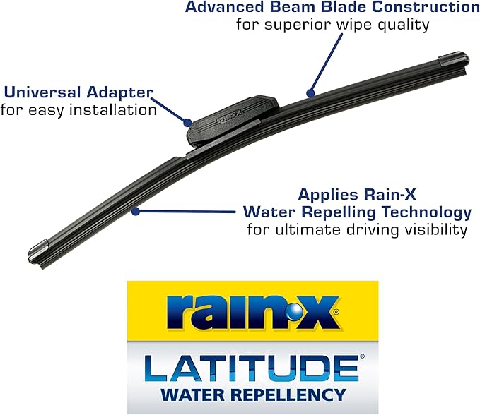 Rain-X 810206 Latitude 2-In-1 Water Repellent Wiper Blades, 26 Inch Windshield Wipers (Pack Of 2), Automotive Replacement Windshield Wiper Blades With Patented Rain-X Water Repellency Formula
