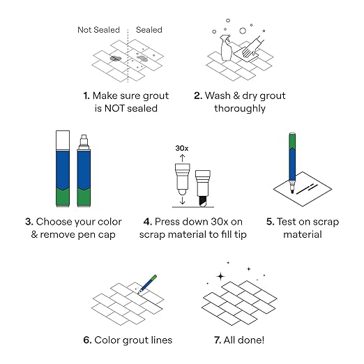 Grout Pen Dark Grey Tile Grout Paint Marker: Waterproof Tile Grout Paint Pen Colorant, Grout Shine Touch Up & Renew - Dark Grey, Wide 15mm Tip (20mL)