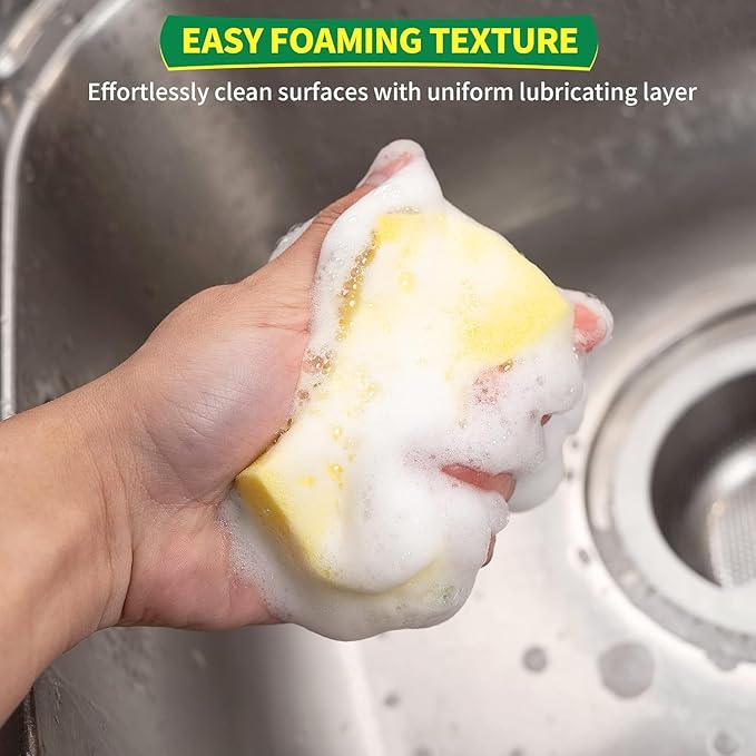 HOMERHYME Heavy Duty Sponges 60 Pack, Sponges Kitchen Double-Side Scratch-Free Dish Sponges, Sturdy Kitchen Sponge For Dishes, Multipurpose Cleaning Supplies For Home And Kitchen, Bathroom & Household