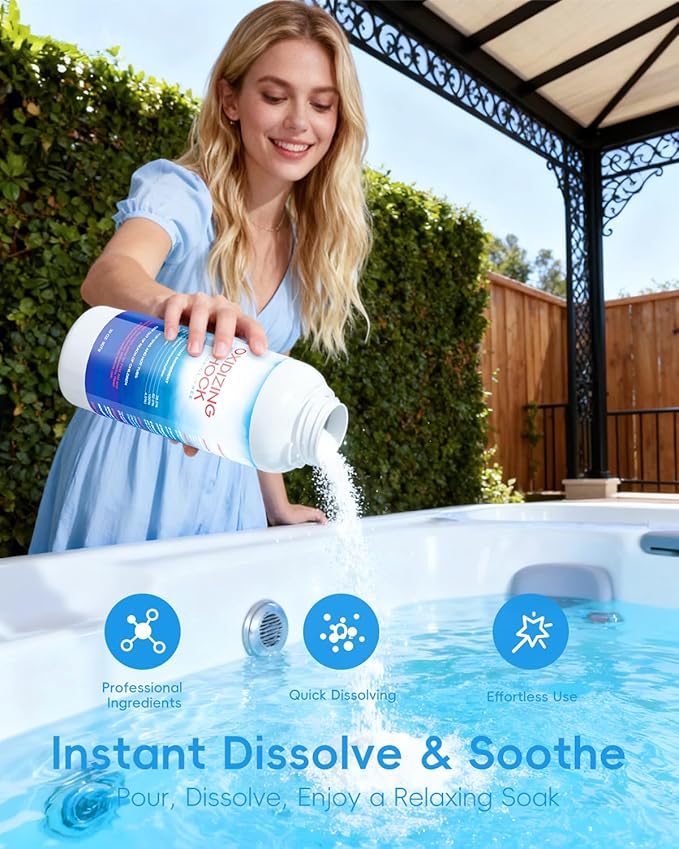 32 Oz Non-Chlorine Oxidizing Shock for Hot Tub, Oxidizer for Spas and Swimming Pools, Hot Tub Shock, 2 Pack