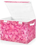 Bolaz Storage Bins with Lids and Handles,Valentines Day Pink Hearts Storage Box Storage Basket with Cover Collapsible Organizer Containers for Home Closet, Shelves