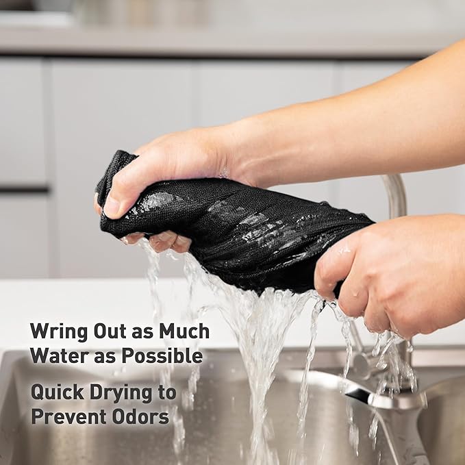 WEAWE Black Microfiber Cleaning Cloth 13"x13", Ultra Soft Absorbent Microfiber Cleaning Rags for Housekeeping Cleaning Supplies, Lint Free Reusable Cleaning Cloths for House Washable, Pack of 12