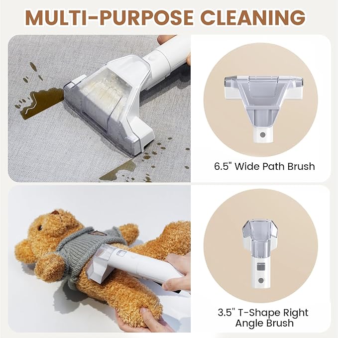 Mini Portable Carpet Cleaner Machine with Dual Size Brushhead, Multi-Purpose and Upholstery Cleaner, Handheld Deep Carpet Cleaning Machine, Spot Cleaner for Couch, Rugs, Car Seats and Pet Stains