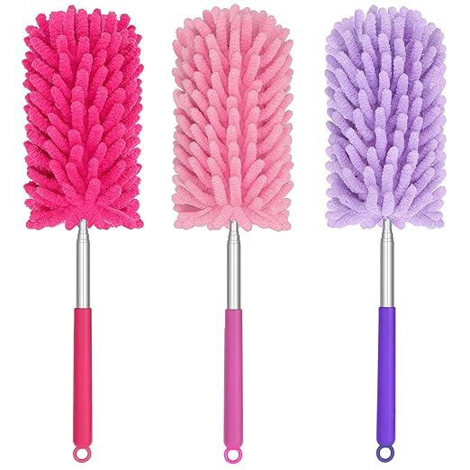 TIMIVO Mini Duster for Cleaning, 360° Bendable Hand Dusters with Extension Pole, Washable Small Duster for Car Interior, Office, Furniture