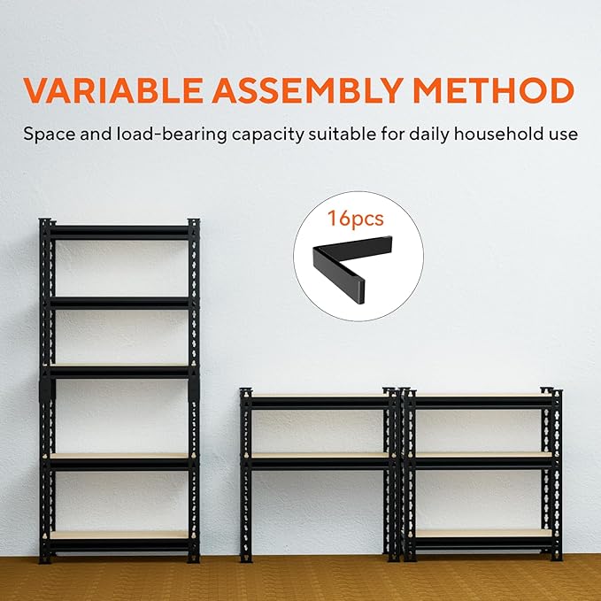 CXDMB Heavy Duty 60" H Garage Shelving Unit, 5 Tier Adjustable Metal Storage Rack, 1000 LBS Capacity, for Warehouse, Pantry, Closet, Kitchen