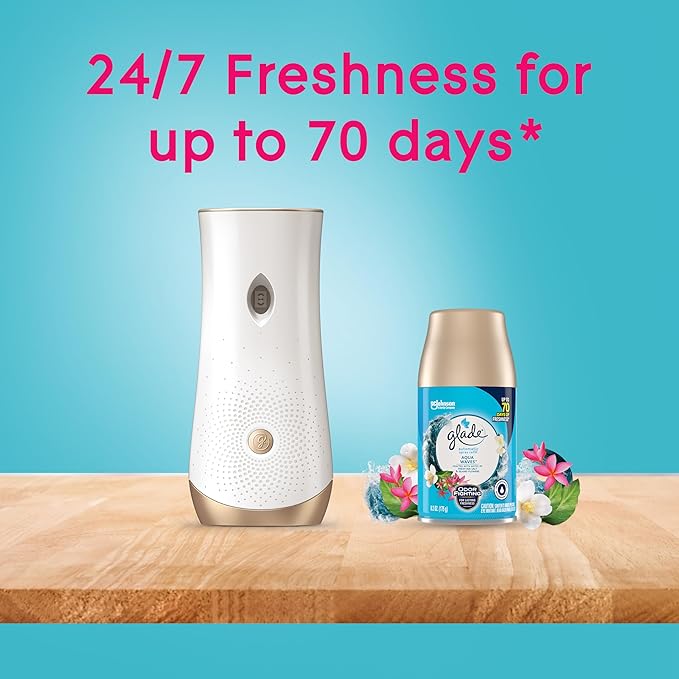 Glade Automatic Spray Refill, Air Freshener for Home and Bathroom, Aqua Waves, 6.2 Oz, 3 Count