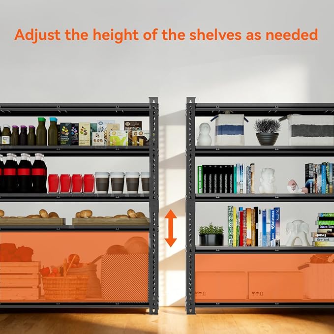 CXDMB 5 Tier Garage Shelving, Adjustable Heavy Duty Garage Shelves,Metal Storage Shelves Unit for Basement,Warehouse,Pantry Kitchen