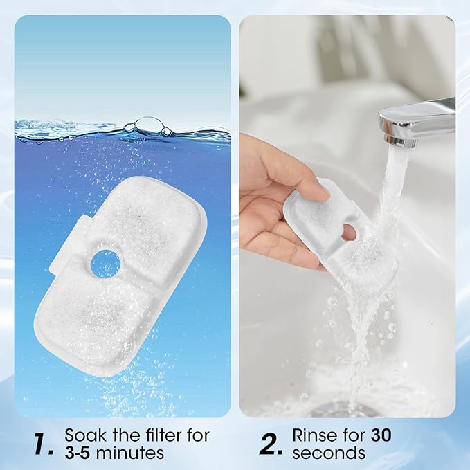 15+15 Pack Cat Water Fountain Filters, Pet Water Fountain Filters Replacement for Dog/Cat Stainless Steel Fountain PLWF005/PLWF115/PLWF105, 7 Months Set to Keep Drinking Fresh