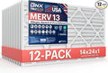 BNX TruFilter 14x24x1 Air Filter MERV 13 (12-Pack) - MADE IN USA - Electrostatic Pleated Air Conditioner HVAC AC Furnace Filters for Allergies, Pollen, Mold, Bacteria, Smoke, Allergen, MPR 1900 FPR 10