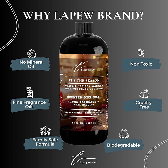 Lapew It's The Season Scented Mop Soap Concentrate 36 oz | Premium Fragranced Floor Cleaner | Streak-Free | Hard Floor Cleaning Solution | Eco Friendly | Made in USA