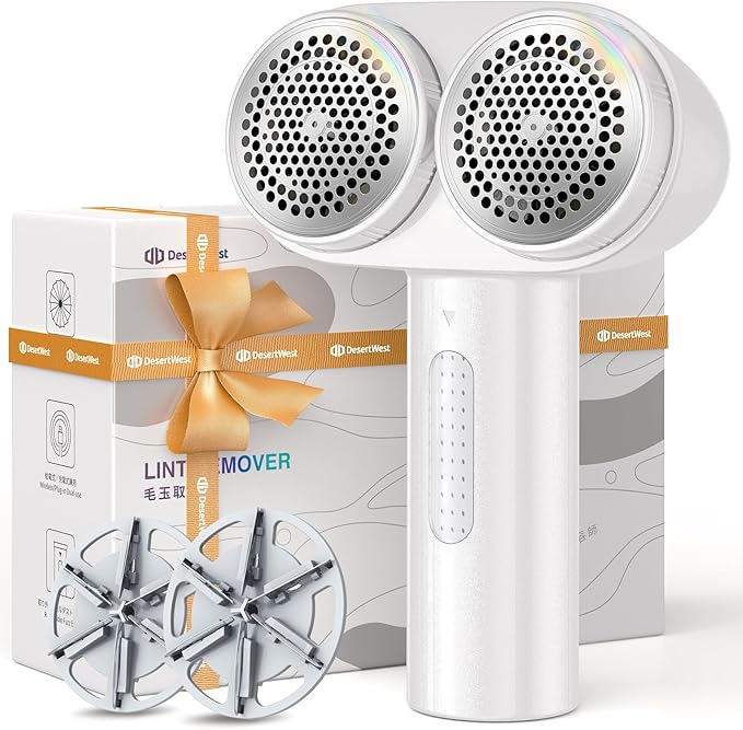 DesertWest Fabric Shaver, 2025 Flagship 3000mah Rechargable Lint Remover, Lint Shavers to Remove Pilling, 3-Speed Sweater Shaver, Large Electric Shaver for Clothes Couch Furniture