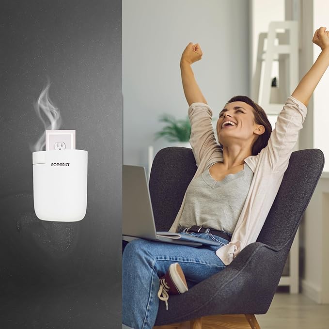 Home Scent Diffuser Starter Kit |Plug in Waterless Aroma Diffuser for Essential Oils for Home, Office, Spa | Covers up to 500 Sq. Ft. | White | 20 ml Oil Included - Christmas