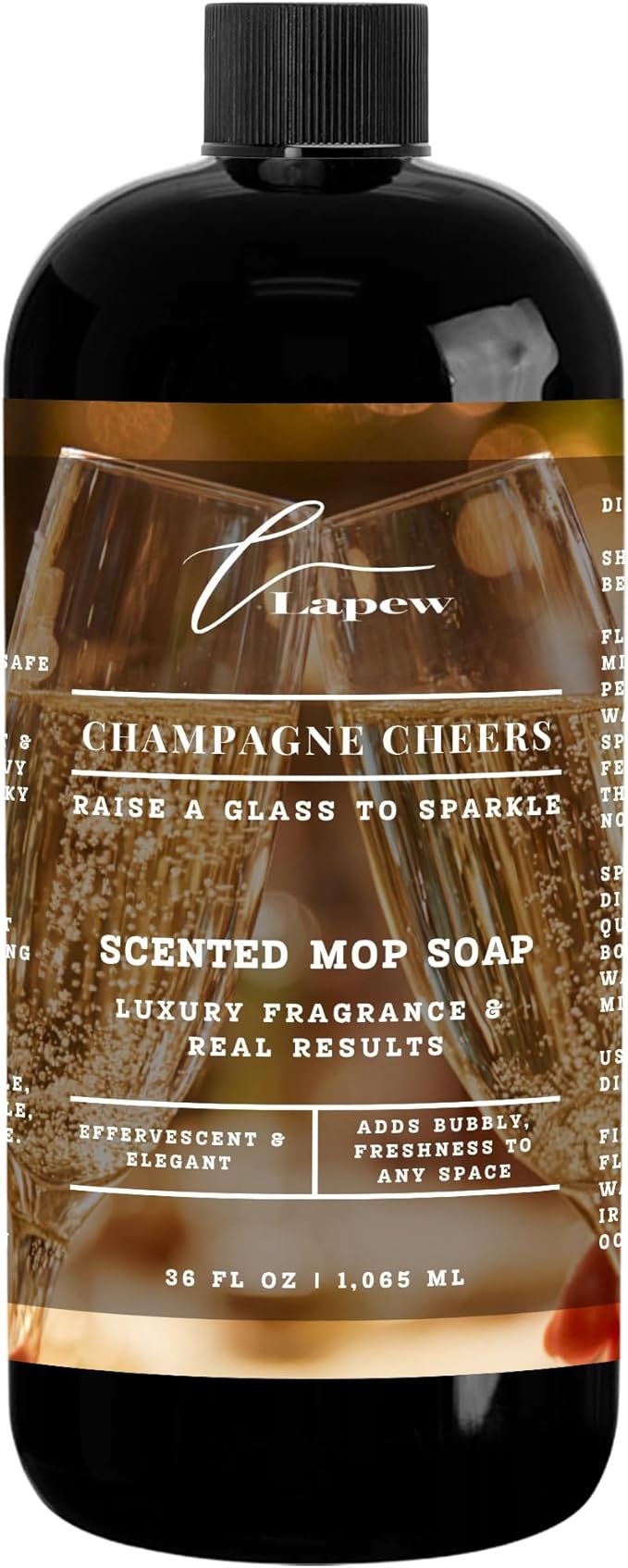 Lapew Champagne Cheers Scented Mop Soap Concentrate 36 oz | Premium Fragranced Floor Cleaner | Streak-Free | Hard Floor Cleaning Solution | Eco Friendly | Made in USA (Champagne Toast)