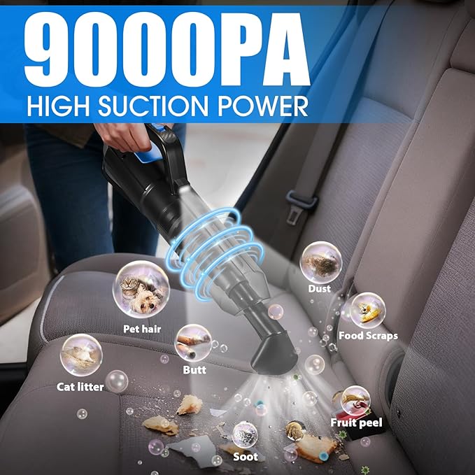 vioview 25PCS Car Cleaning Kit, Car Detailing Kit Interior with High Power Handheld Vacuum Cleaner, Windshield Cleaner, Cleaning Gel, Professional Auto Accessories for Men, Women