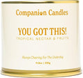 Companion Candles Pet Safe Wood Wick Candle - “You Got This!” Citrus & Tropical Fruits, Coconut Soy Wax Scented, Over 50 Hr Burn Time, Non-Toxic, Women-Owned, Made in USA (11.8 oz.)
