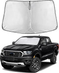 EcoNour Windshield Sun Shade Compatible for Ford Ranger (2019–2026) | Front Window Shade for Midsize Pickup Truck | 4-Layer, 240T Sunshade Accessories | UV & Heat Reflector for Ranger Windshield