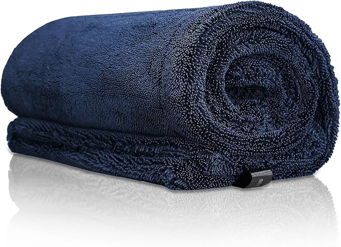 RYCELYSIAN 24" x 36" Twisted-Loop Car Drying Towel, 1500GSM Microfiber Cleaning Cloth for Car, Trucks, Motorcycles, Streak Free, Lint Free, Ultra Absorbent Washing Cloth for Kitchen, Window (Blue)