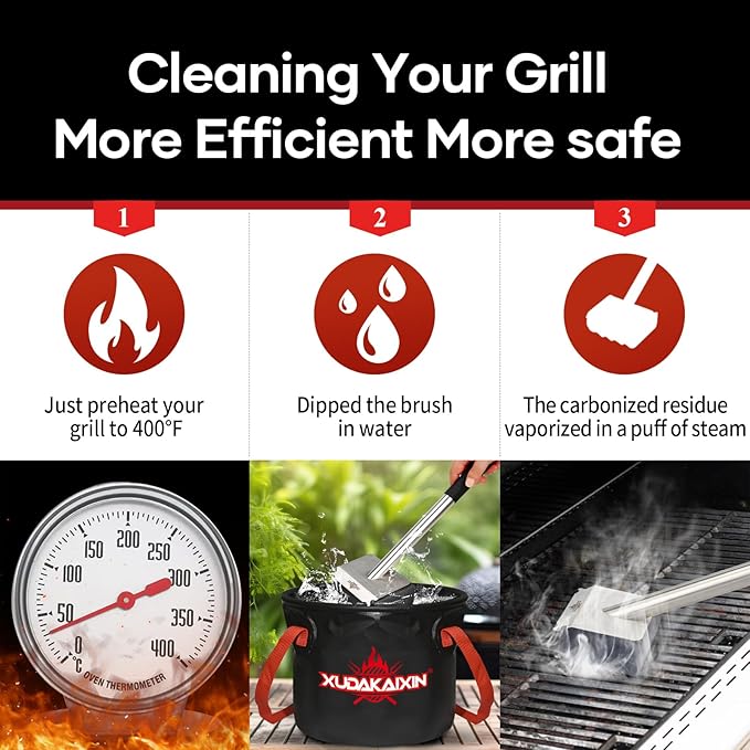 XUDAKAIXIN Steam Grill Brush Bristle Free,[Ultra Safe & Efficient] Grill Cleaner for Outdoor Grill,BBQ Replaceable Scraper Cleaning Head,Grill Brush BBQ Accessories,Gifts for Men/Dad ﻿
