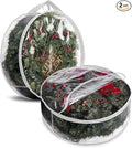 ProPik Christmas Wreath Storage Bag 30" - 2 Pack Clear Xmas Wreath Storage Container - Garland Holiday Artificial Wreath Storage Holder - Water Proof Transparent PVC with Handles (30 Inch, White)