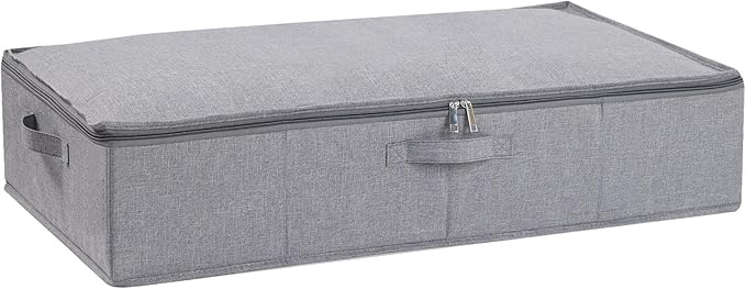 YheenLf Under Bed Storage Container, 23.6 x 11.8 x 5.9 Inch Clothes Organizer, Storage Bin With Lid With Handles for Blanket, Pillows, Shoes, Grey, 1 Pack