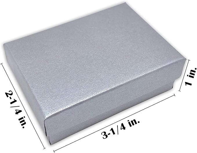 TheDisplayGuys - 100-Pack #32 Cotton Filled Cardboard Paper Jewelry Boxes Gift Case - Pearl Gray (3.3" x 2.3" x 1.0") - for Shipping or Storage