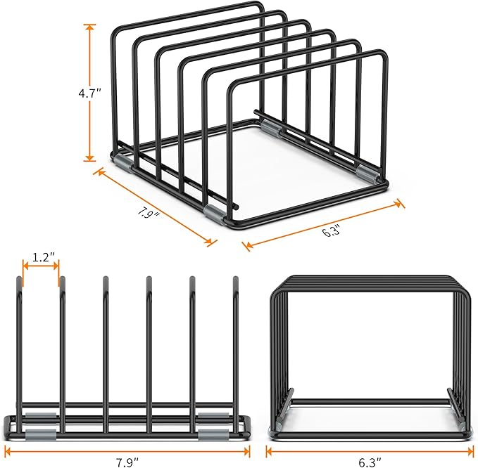 VAEKUCEAN Cutting Board Organizer, Kitchen Cabinet Organizer, Divided Rack with 5 Slots for Baking Trays, Cutting Boards - Cookie sheet Organizer Inside Cabinet, Baking Sheets Holder (medium)