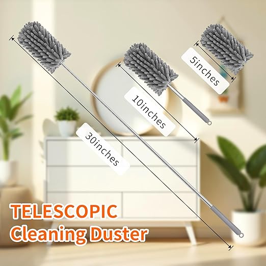 TIMIVO Mini Duster for Cleaning, 360° Bendable Hand Dusters with Extension Pole, Washable Small Duster for Car Interior, Office, Furniture