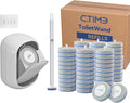 CTIME Disposable Toilet Brush Family Set Includes 60 Brush Heads, a Stylish Brush Handle, an Automatically Opening Replacement Brush Head Storage Box. Suitable for Bathrooms, Toilets and RVs