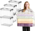 360 QT Clear Storage Bins with Lids, 6 Pack 60 QT-Stackable Plastic Organizer for Home, Office, Garage, BPA-Free, Heavy-Duty, See-Through Containers with Secure Latches & Handles
