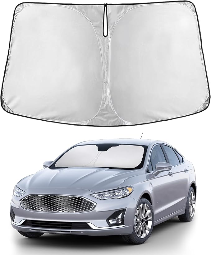 EcoNour Windshield Sun Shade Compatible for Ford Fusion 2013–2021 | Sedan Front Window Sunshade | Foldable Sun Visor Protector | Blocks UV Rays & Keeps Interior Cooler