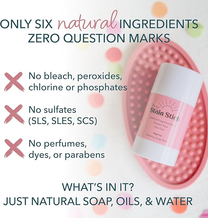 Mary's Stain Remover - Refillable Tube Stain Stick, Natural 6 Ingredient, Baby Gift, Tween Gift, Blood, Grease, Oil, Ketchup, Expo, Pen, Slime, Sports Stains, Refill Cartridge System