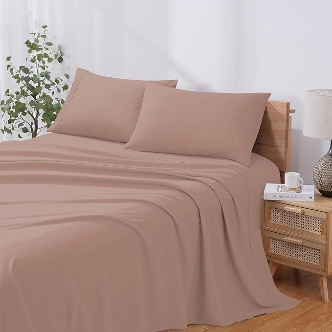Modern Threads Soft Microfiber Solid Sheets - Luxurious Microfiber Bed Sheets - Includes Flat Sheet, Fitted Sheet with Deep Pockets, & Pillowcases Rose King