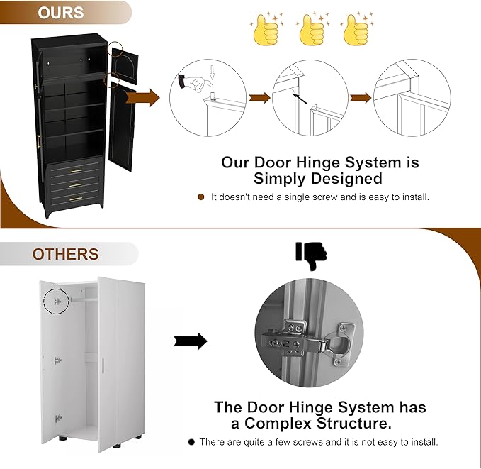 90" Pantry Kitchen Cabinet with Drawer, 75" Pantry Cabinets with 15" Cabinets, Freestanding Kitchen Storage Cabinet for Dining Room, Living Room, Alacena para Cocina, Assembly Required, Black