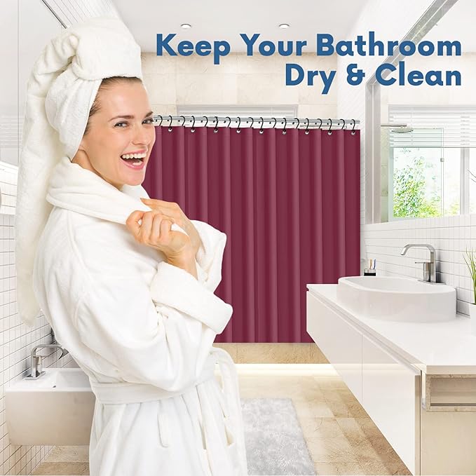 Premium Shower Curtain Liner, 72"W X 72"H - PVC-Free, 6G PEVA Shower Curtain with 12 Rust Proof Grommets And Magnet-weighted Bottom Hem - Moisture Stain Proof Shower Curtain Liner - Burgundy