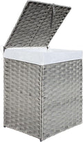 Woven Laundry Hamper with Lid,34 Gal(130 L) Rattan Wicker Laundry Basket 2 Sections with Lid, Removable Machine Washable Line, Large Clothes Hamper with Handles for Bathroom Bedroom, Gray