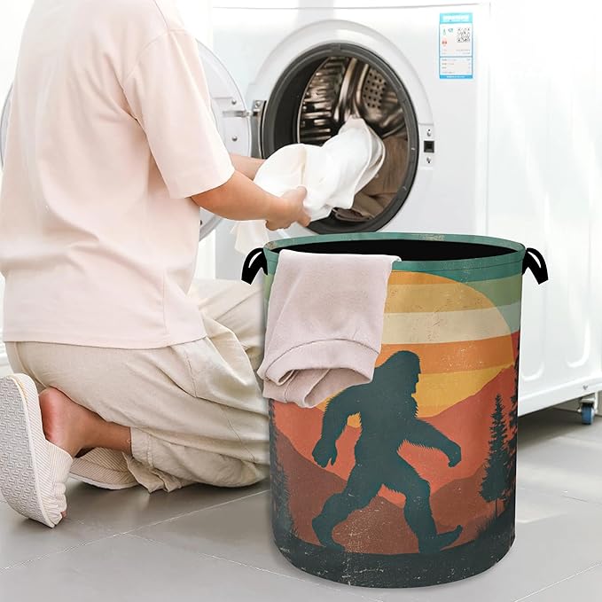 Retro Big Foot Laundry Basket,Oxford Cloth Laundry Hamper with Handle Foldable Portable Clothes Storage Basket for Bathroom Bedroom Dorm Room 16" x 20.8"