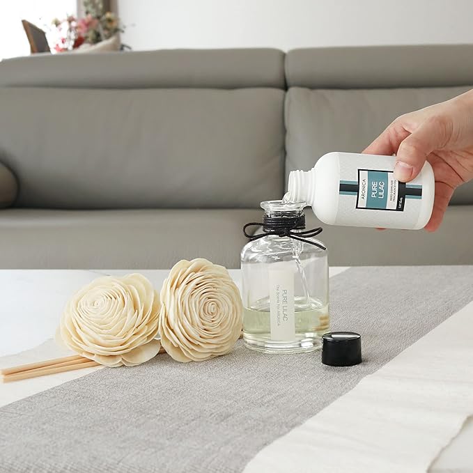 Aronica Twin Sola Diffuser - Pure Lilac Fragrance, 160ml / 5.41 Floz, Lilac Scented Products, Flower Decor, Aesthetic Spring Reed Diffuser for Home