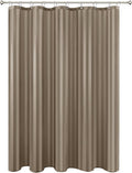 Biscaynebay Fabric Shower Curtain or Liner 72" by 72", Taupe Water Repellent Damask Stripes Bathroom Curtains Machine Washable