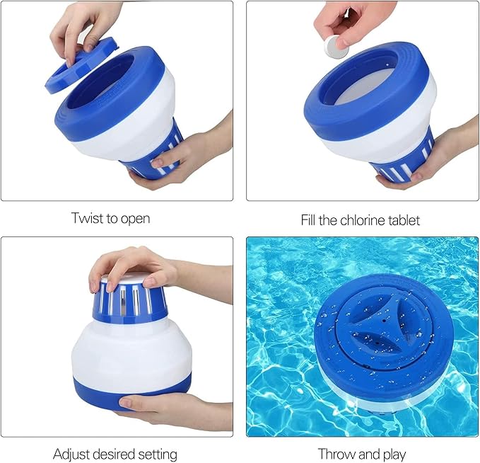 Pool Chlorine Floater, 7.5" Large Floating Chlorine Dispenser, Optimal Pool with Adjustable Release for Indoor & Outdoor Swimming Pool Hot Tub